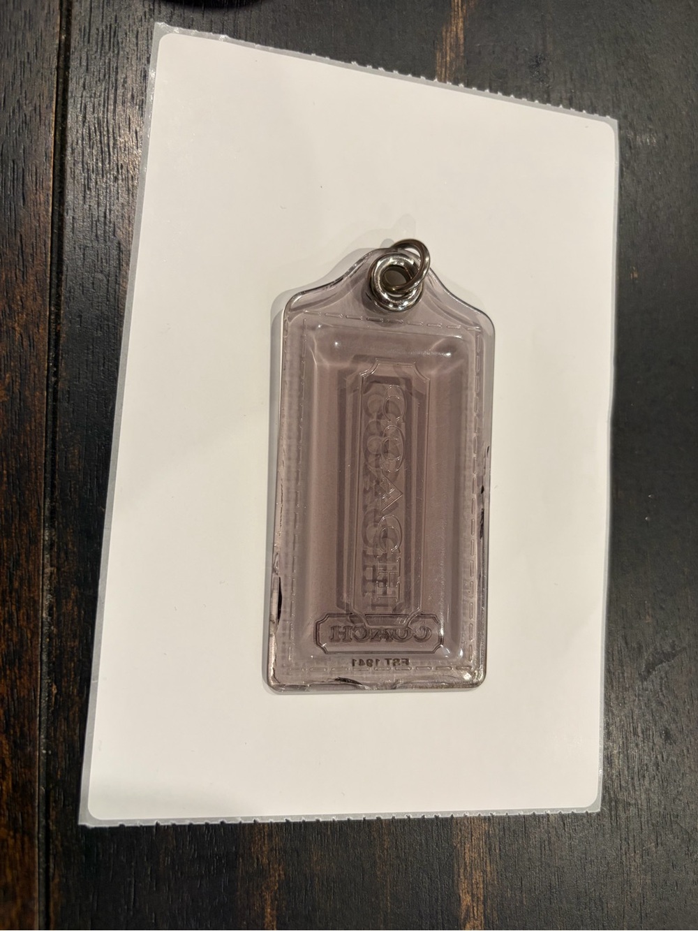 Coach Gray Acrylic Hangtag